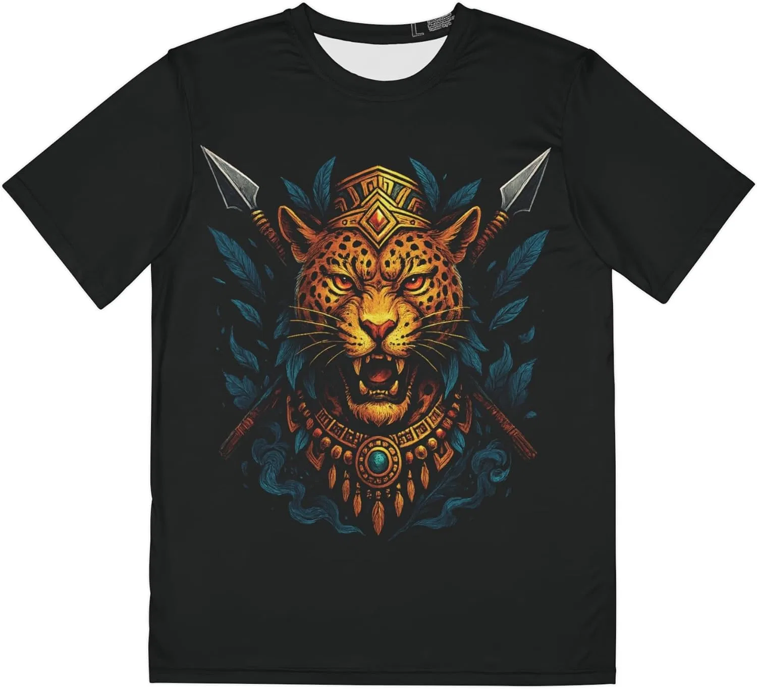 Футболка Jaguar Warrior, Tribal Animal, спортивная одежда, подарок для легенд джунглей, дерзкий кэжуал GENERIC, мультиколор