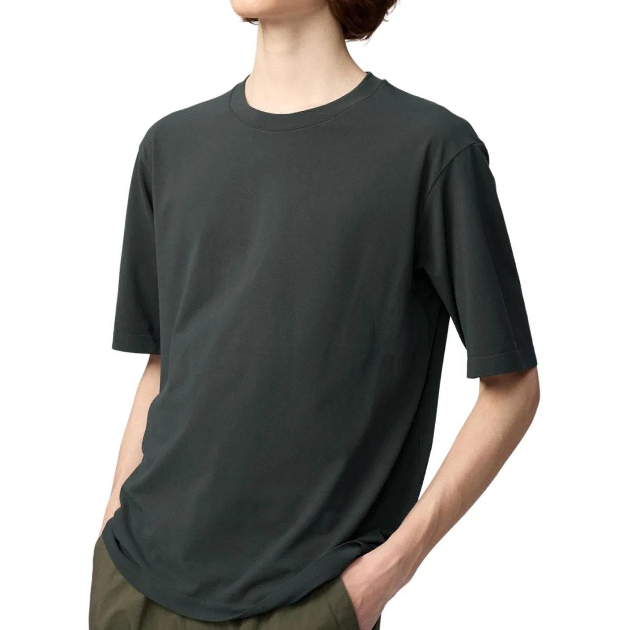 Футболка UNIQLO U Collection с круглым вырезом темно-серая