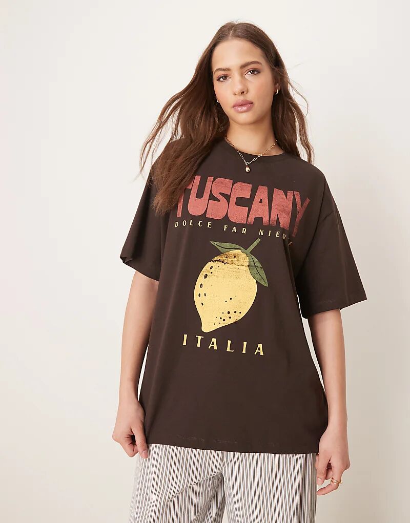 

Футболка свободного кроя ASOS DESIGN с принтом Тосканы коричневого цвета