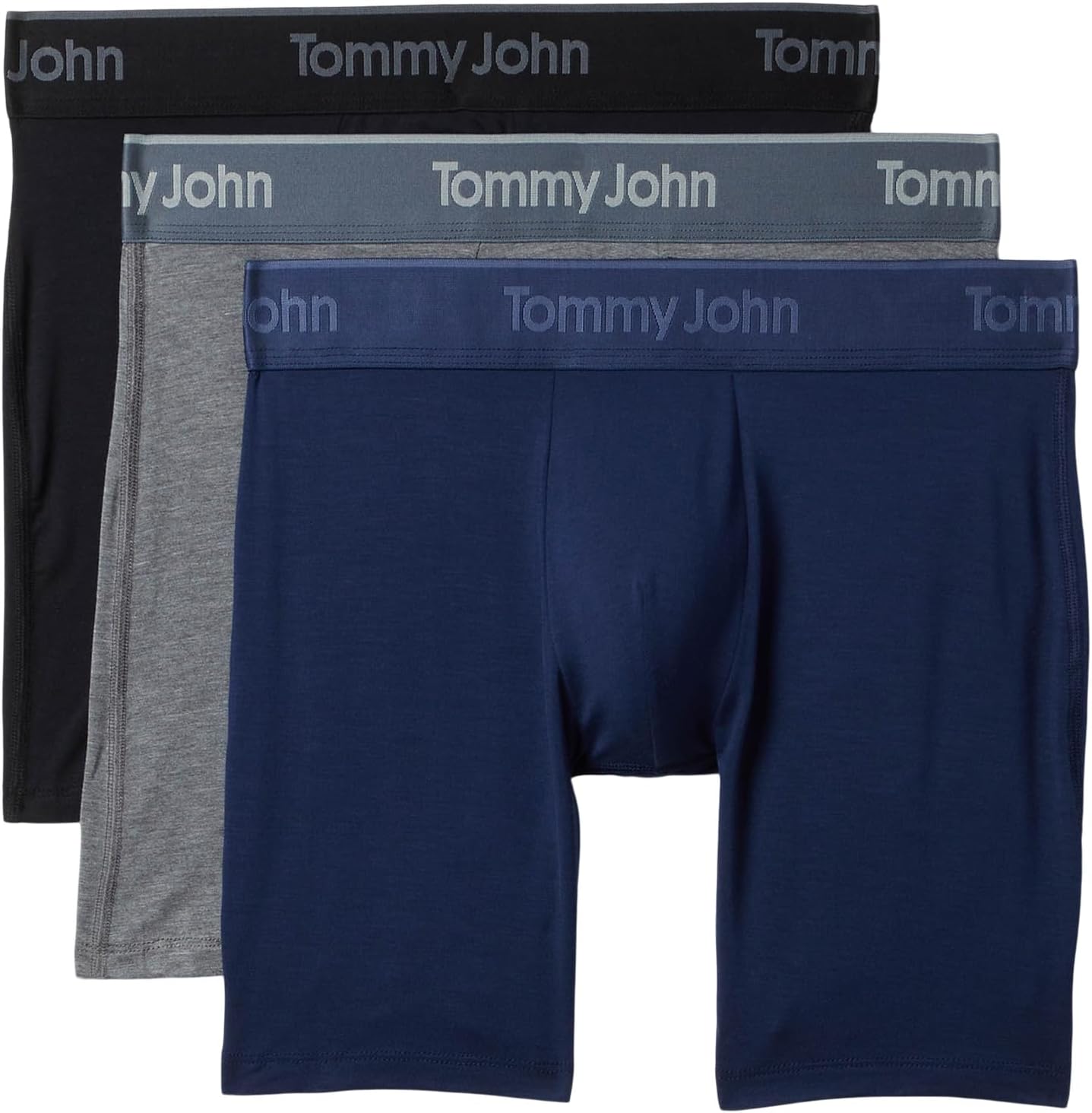 

Боксеры Tommy John 3-Pack Second Skin Modal Boxer Brief, цвет Black/Medium Heather Grey/Dress Blues