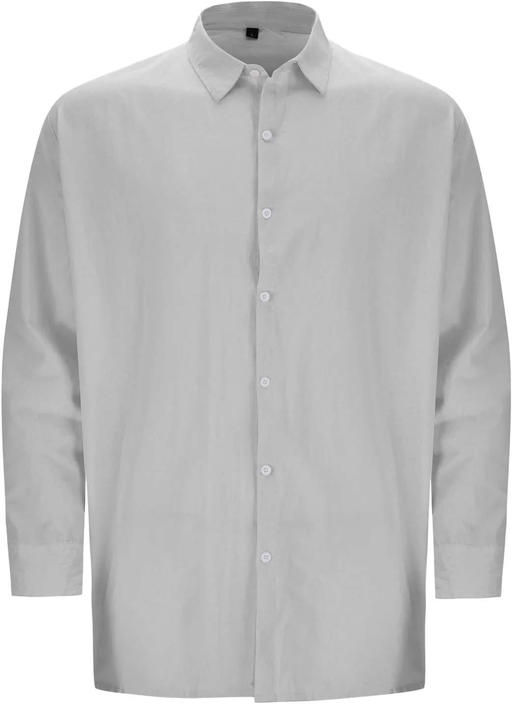 Мужская рубашка с длинным рукавом Slim Fit Casual на пуговицах для стильных образов и комфорта Generic, серый — фото 3