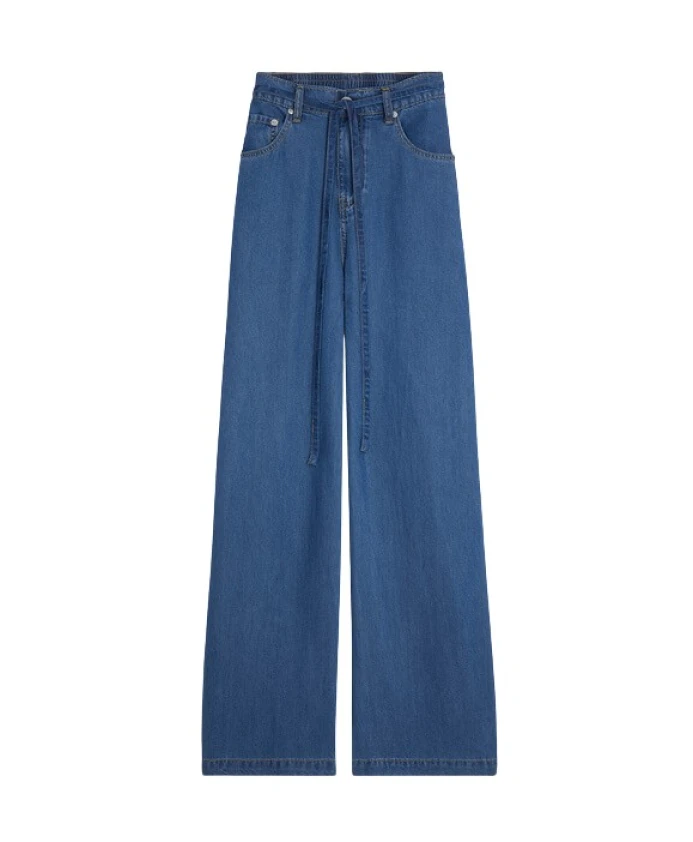 

Синие джинсы с широкими штанинами и эластичным поясом Suncoo, синий