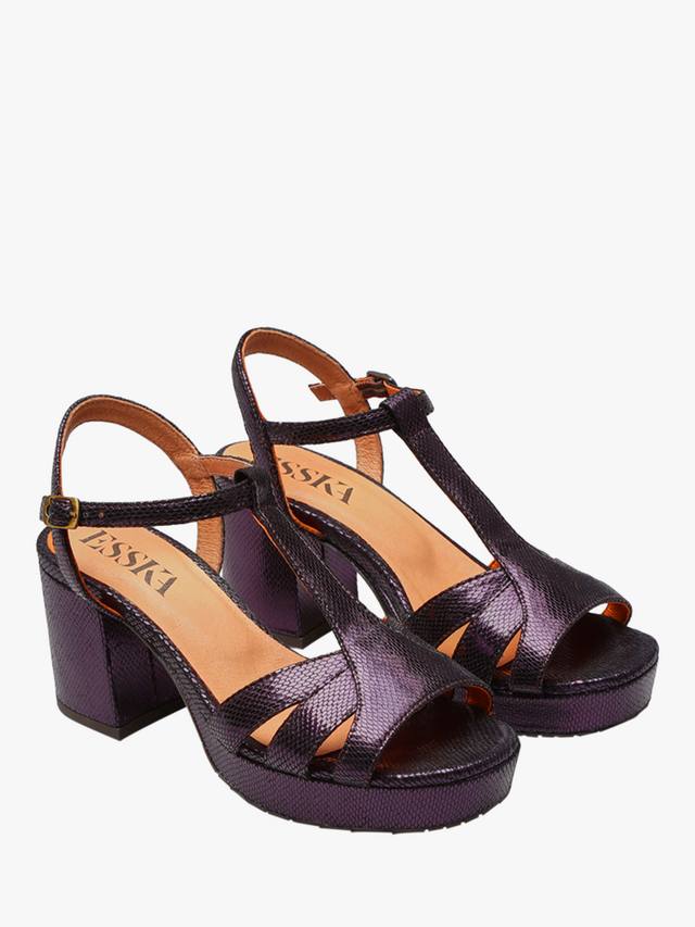 Босоножки T-Bar Charlie Metallic Leather Esska, Purple — фото 2