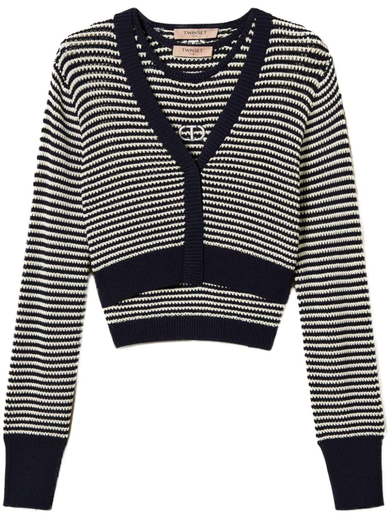 

TWINSET кардиган Oval T в полоску, синий