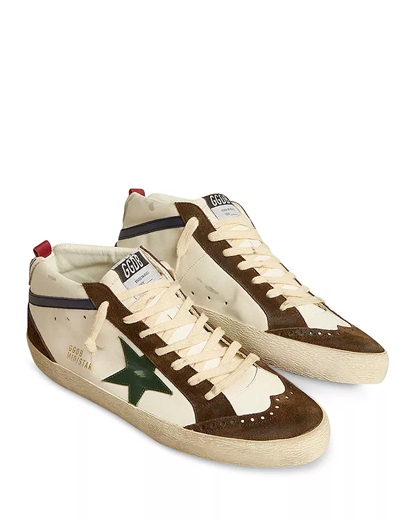 Мужские кожаные кроссовки средней высоты Golden Goose, белый — фото 3