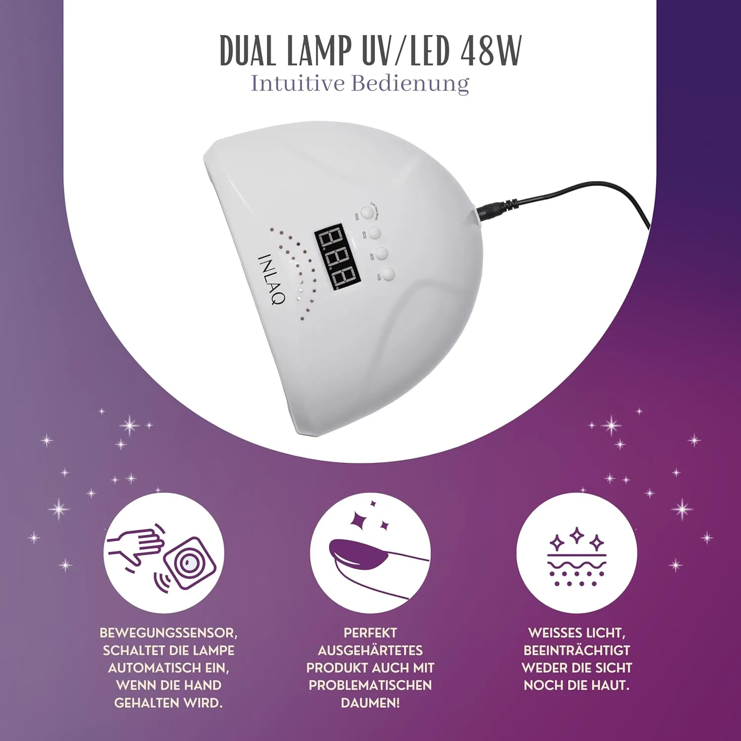 Гибридная УФ/LED лампа для ногтей INLAQ Dual 48 Вт Inlaq — фото 2