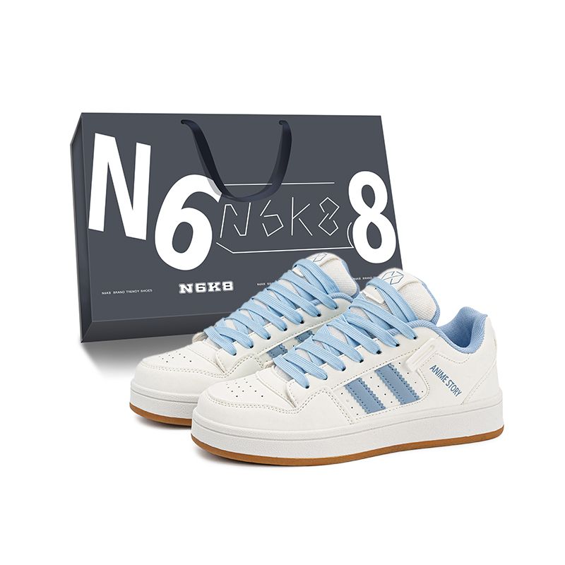 

N6K8 Антискользящие износостойкие низкие скейтерские кроссовки унисекс бело-голубые, цвет White Blue