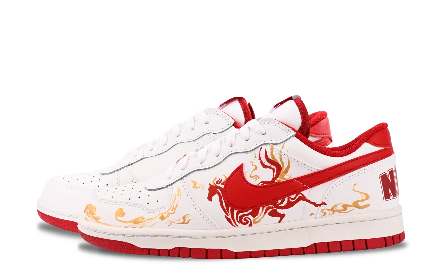 Мужские скейтерские кроссовки low-top из искусственной кожи, легкие и дышащие Nike, красный — фото 4