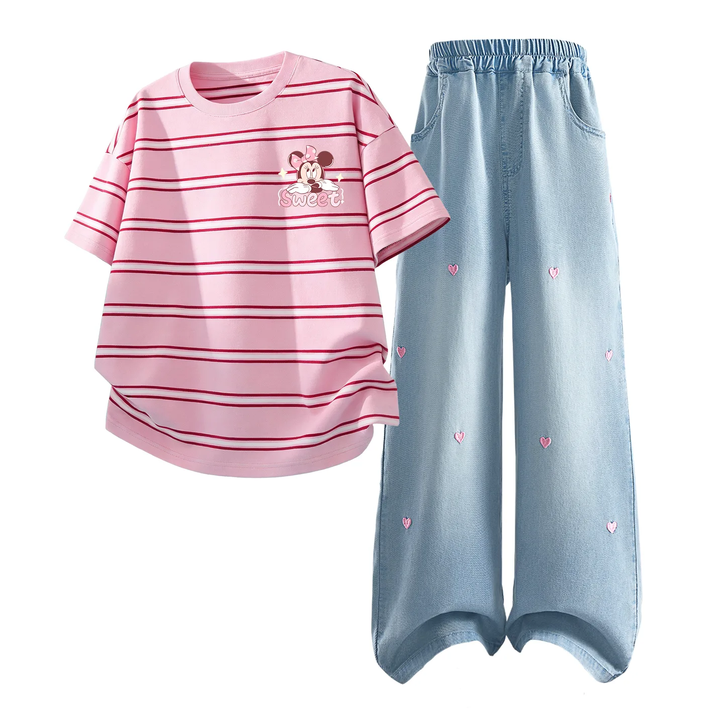 Детский спортивный комплект Casual Sportswear из 2 предметов Disney, Delorine K Pink+Solid Color Denim Light Blue