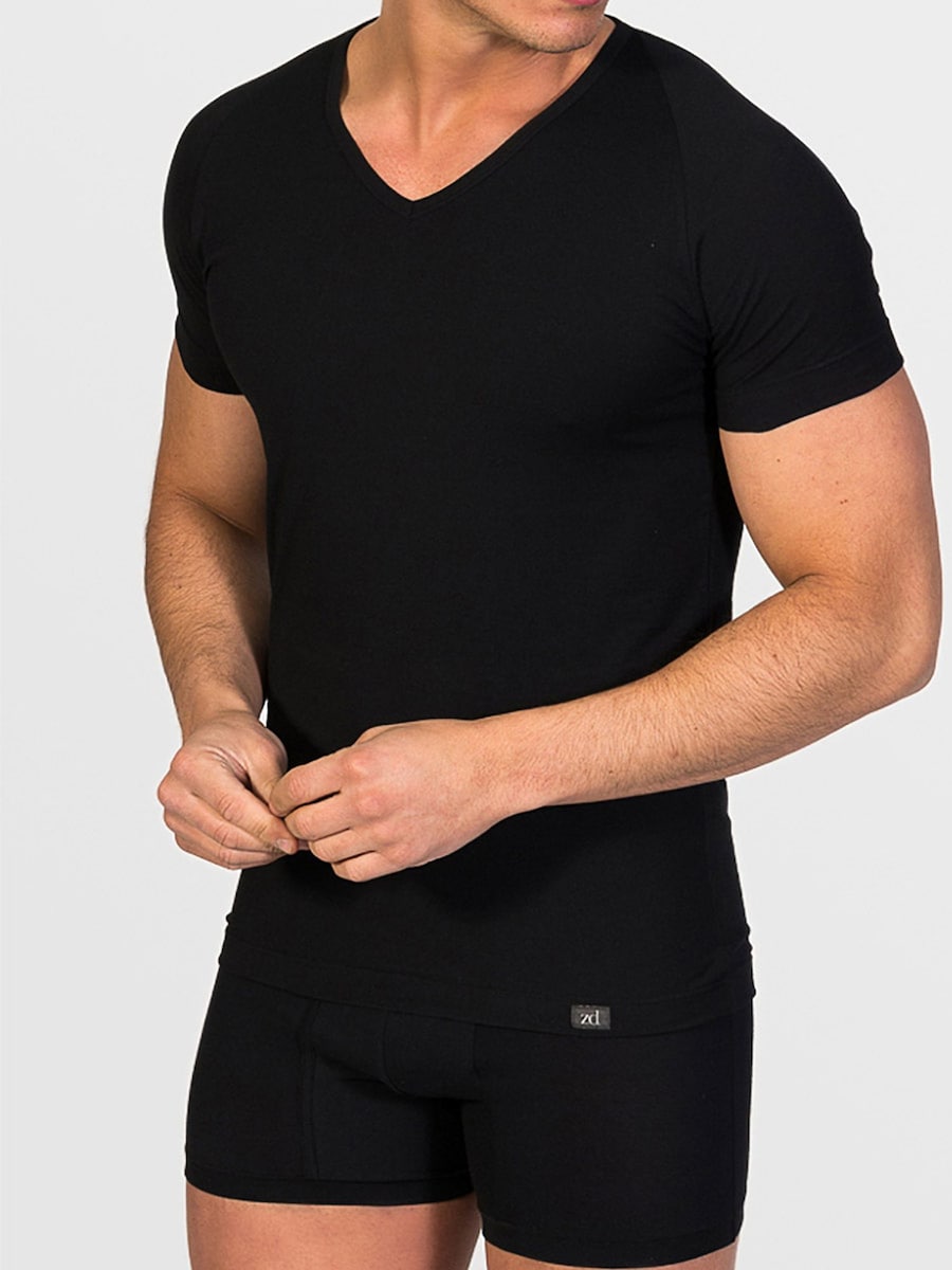 

Нижняя рубашка zd ZERO DEFECTS V-Neck T-Shirt Egiptian Cotton, черный