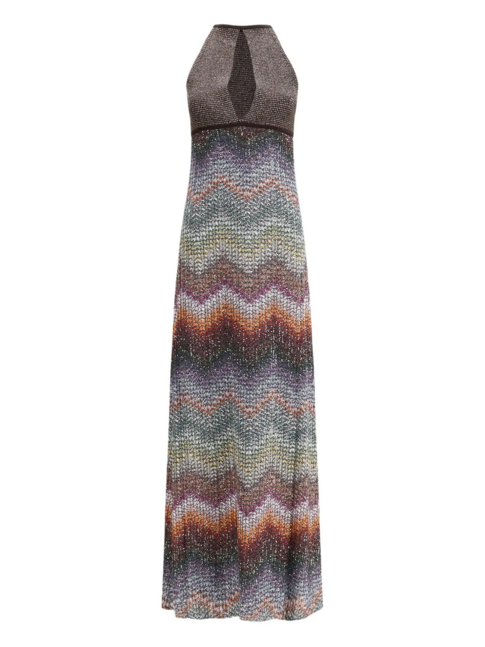 

Макси-платье без рукавов с зигзагообразным узором Missoni, коричневый