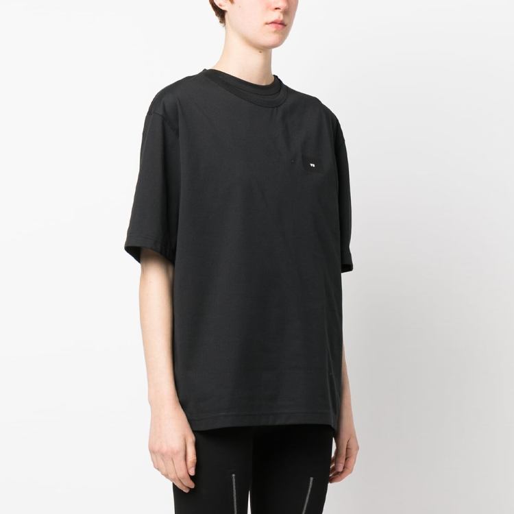 Yohji Yamamoto Футболка Women's Obsidian Black с круглым вырезом, умеренно прямого кроя — фото 4
