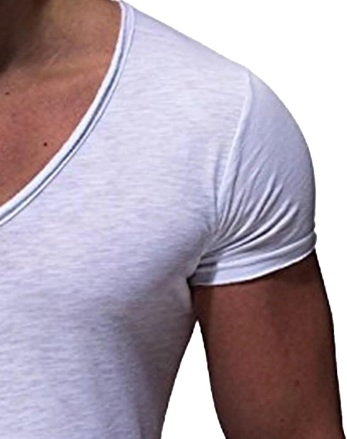 Мужская футболка Stretch Gym Workout Deep V с коротким рукавом Slim Fit Low Cut — фото 4