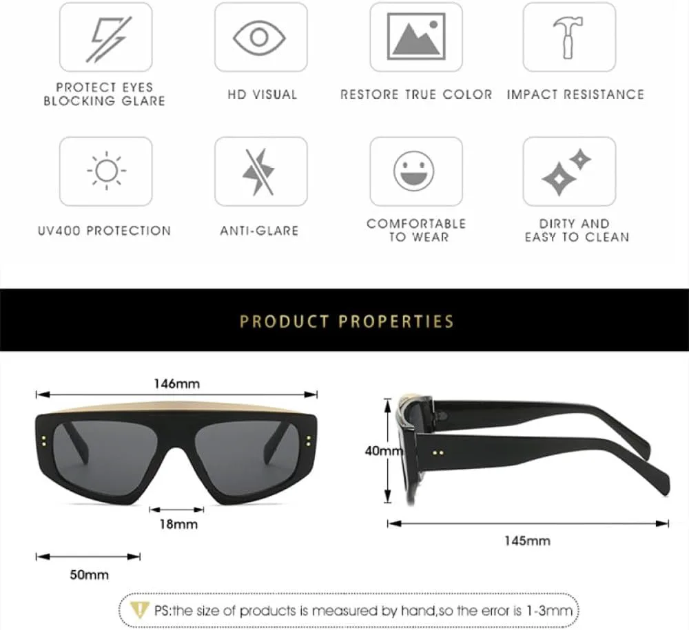 

Солнцезащитные очки в стиле панк 2027 года для женщин и мужчин, ретро-квадратные очки, женские солнцезащитные очки с защитой от УФ-излучения UV400 MTZJH, Black Gray