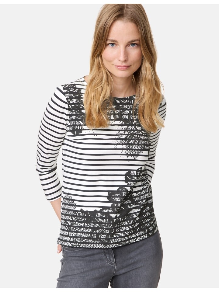 

Футболка Gerry Weber 3/4 Arm, цвет cream/black print on stripe
