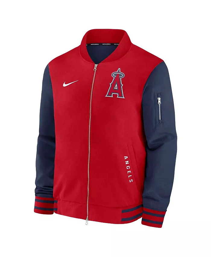 Мужская бомбер-куртка с полной застежкой-молнией Los Angeles Authentic Collection Dugout в красно-синем цвете Nike — фото 3