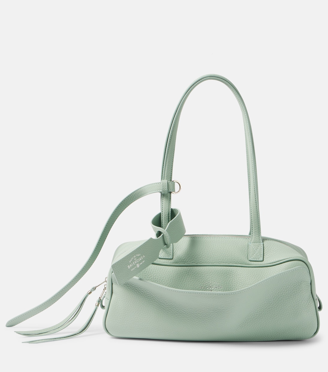 

Кожаная сумка через плечо Carrie Small Balenciaga, Mineral Green