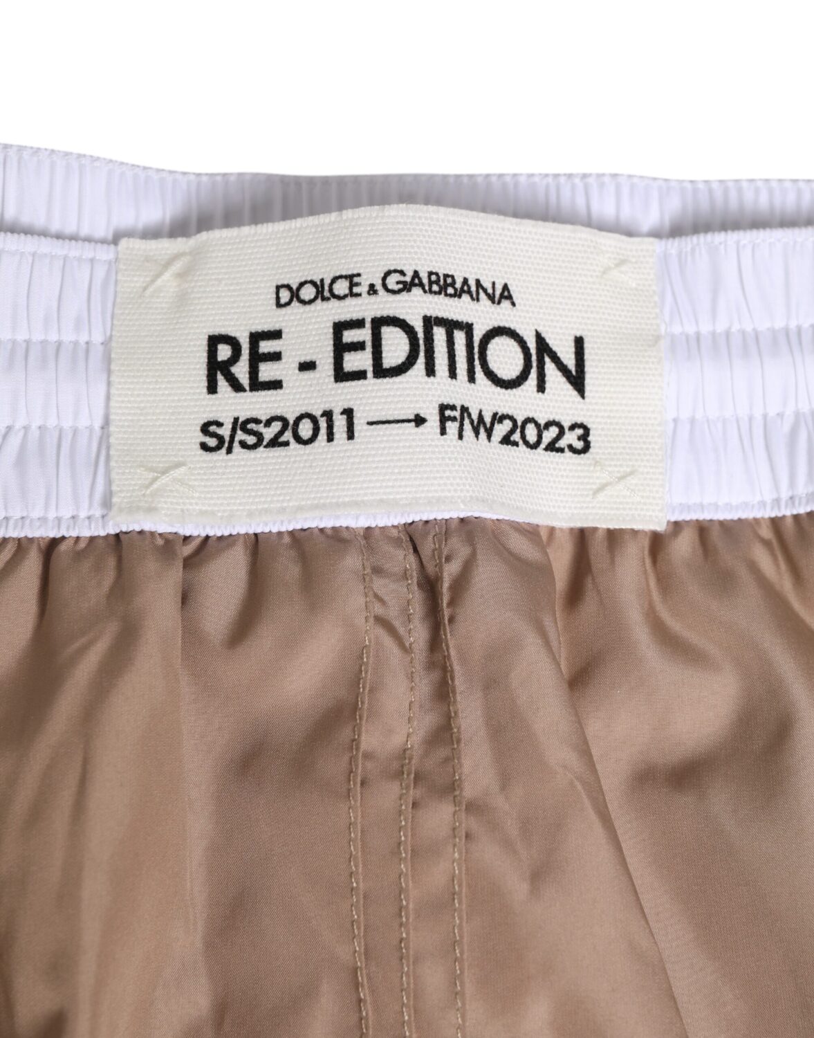 Коричнево-белые шорты из полиэстера Re-Edition Dolce & Gabbana, коричневый — фото 2