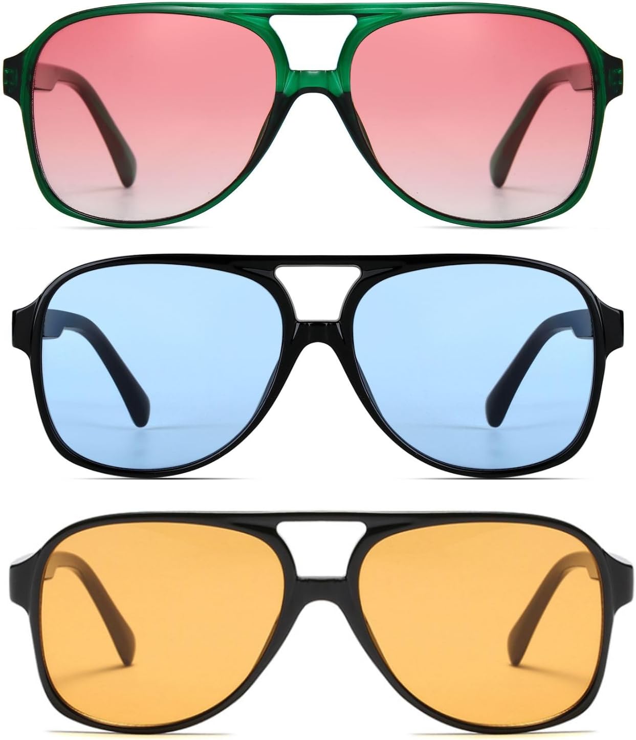 

Солнцезащитные очки Freckles Mark в винтажном стиле ретро 70-х годов для женщин и мужчин, классические большие квадратные очки-авиаторы, модные очки, 3: Yellow&blue Black&green Pink