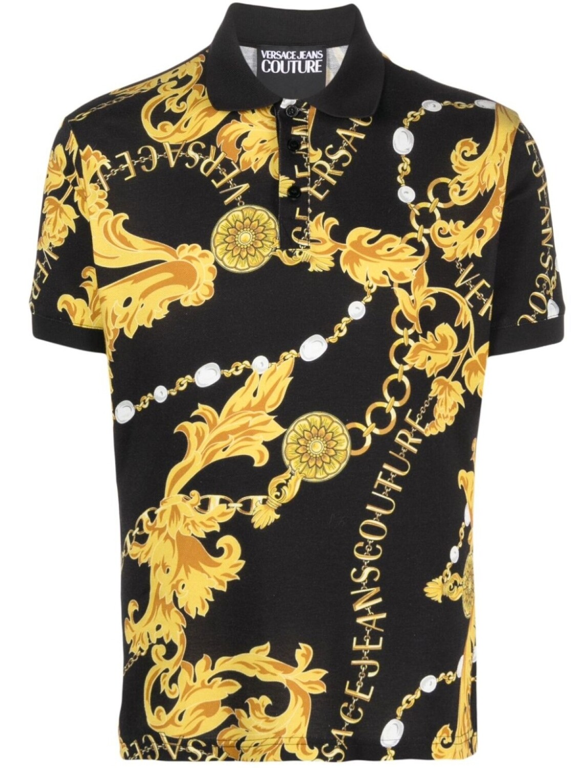 

Versace Jeans Couture рубашка поло с узором Baroque, черный