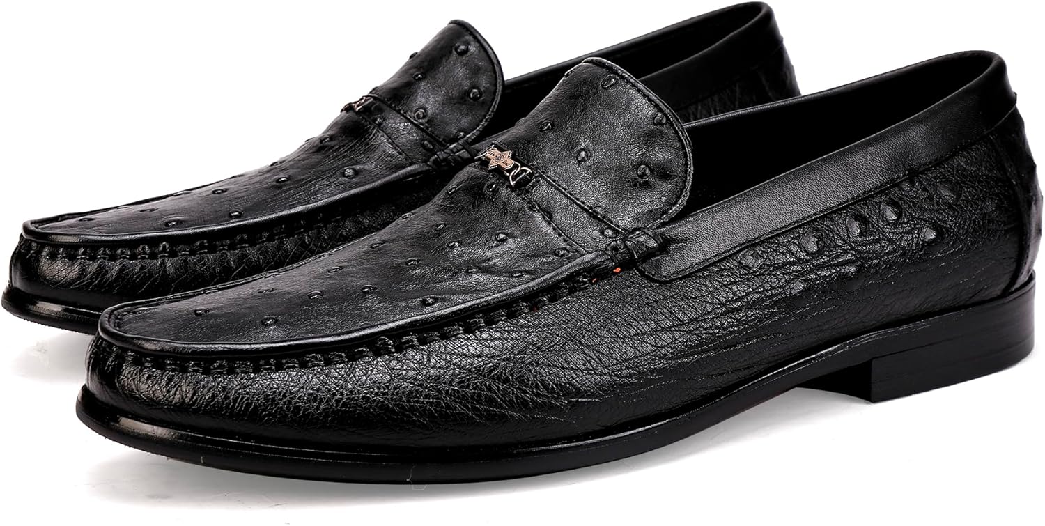 

Мужские лоферы GOLDEN COXES из натуральной кожи с тиснением под страуса и пряжкой, роскошные туфли для свадьбы и вечеринки, мокасины на плоской подошве, черные Golden Coxes Family