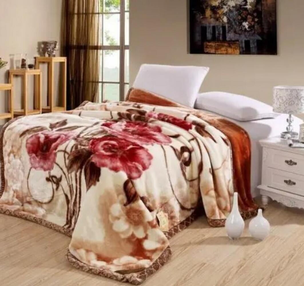 

DBOZE King Size, тяжелое одеяло из корейской норки, тяжелое однослойное, мягкое и теплое, толстое одеяло Raschel, цвет: оранжевый/кремовый, цвет Gold, Red