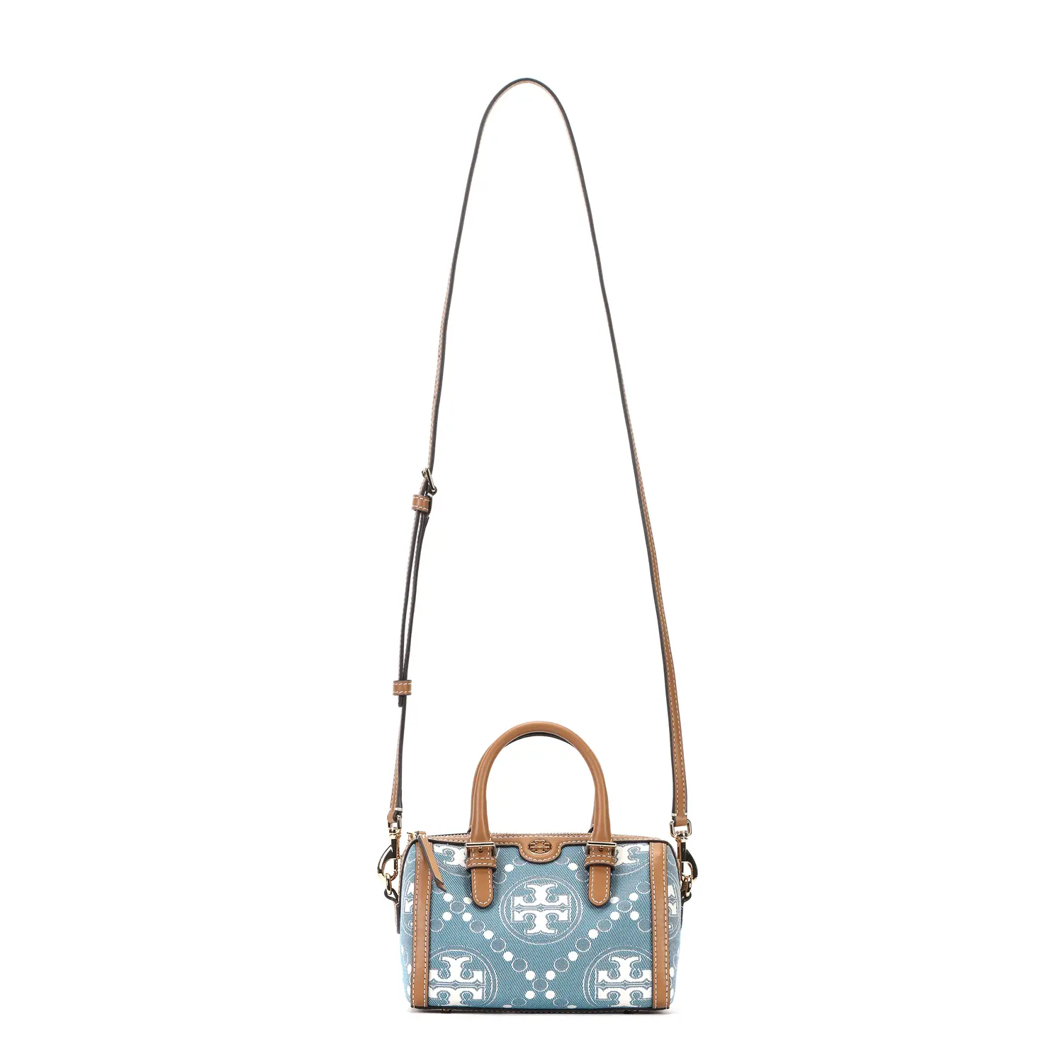 

TORY BURCH Сумка с монограммой T, джинсовая, синяя и коричневая