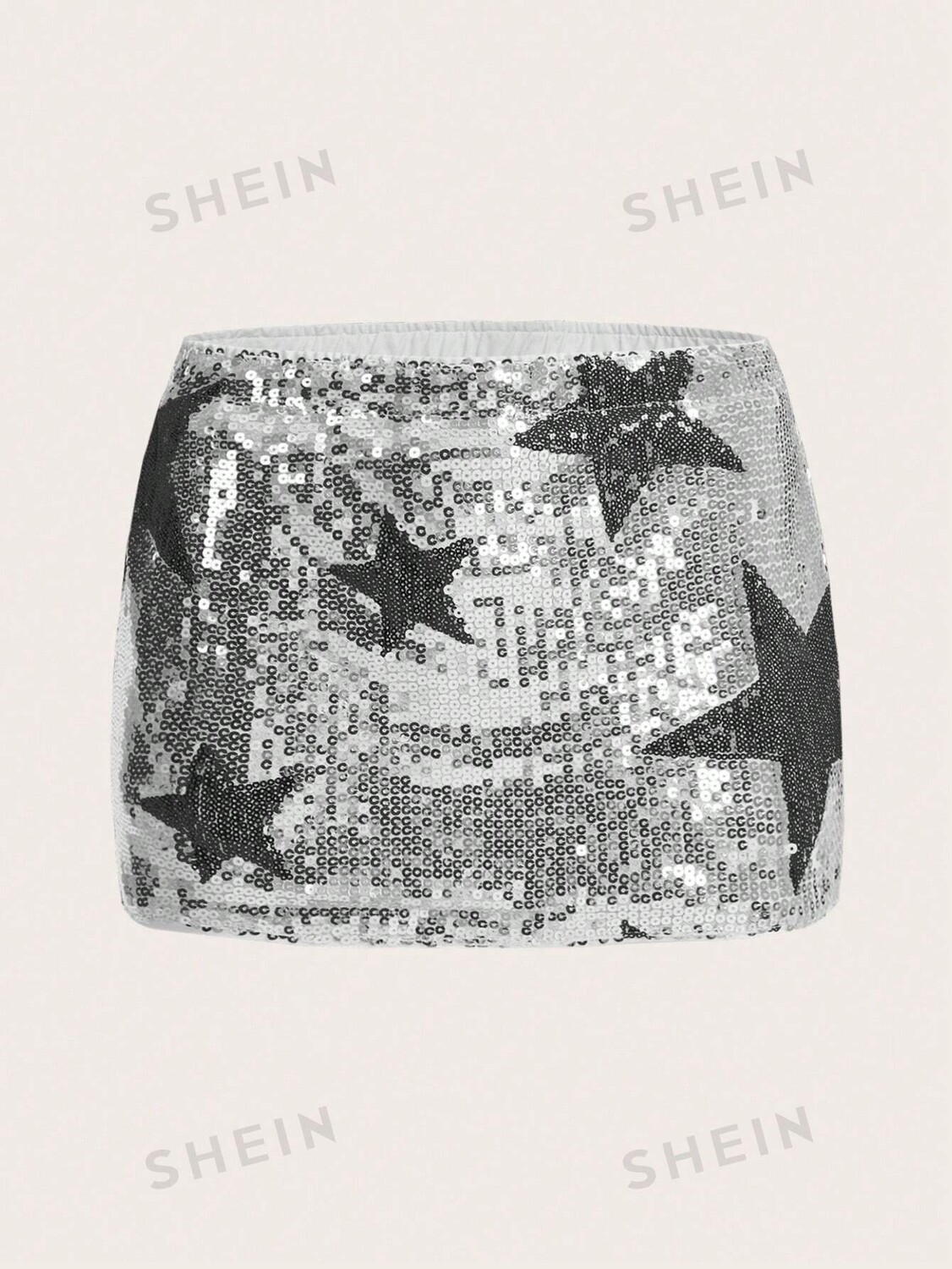 

ICON Юбка со звездами и пайетками Shein, серебряный