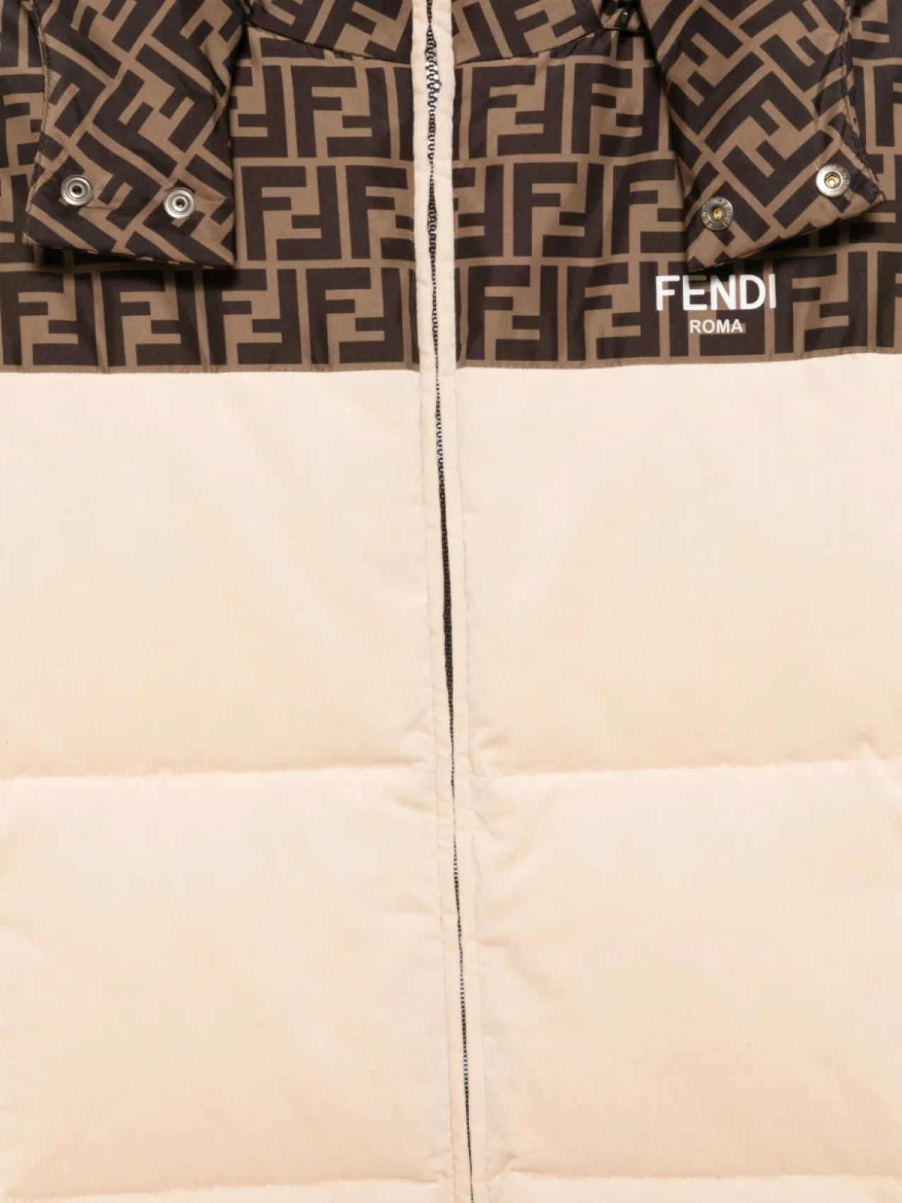 Велюровая куртка с логотипом FF Fendi Kids, нейтральный — фото 3