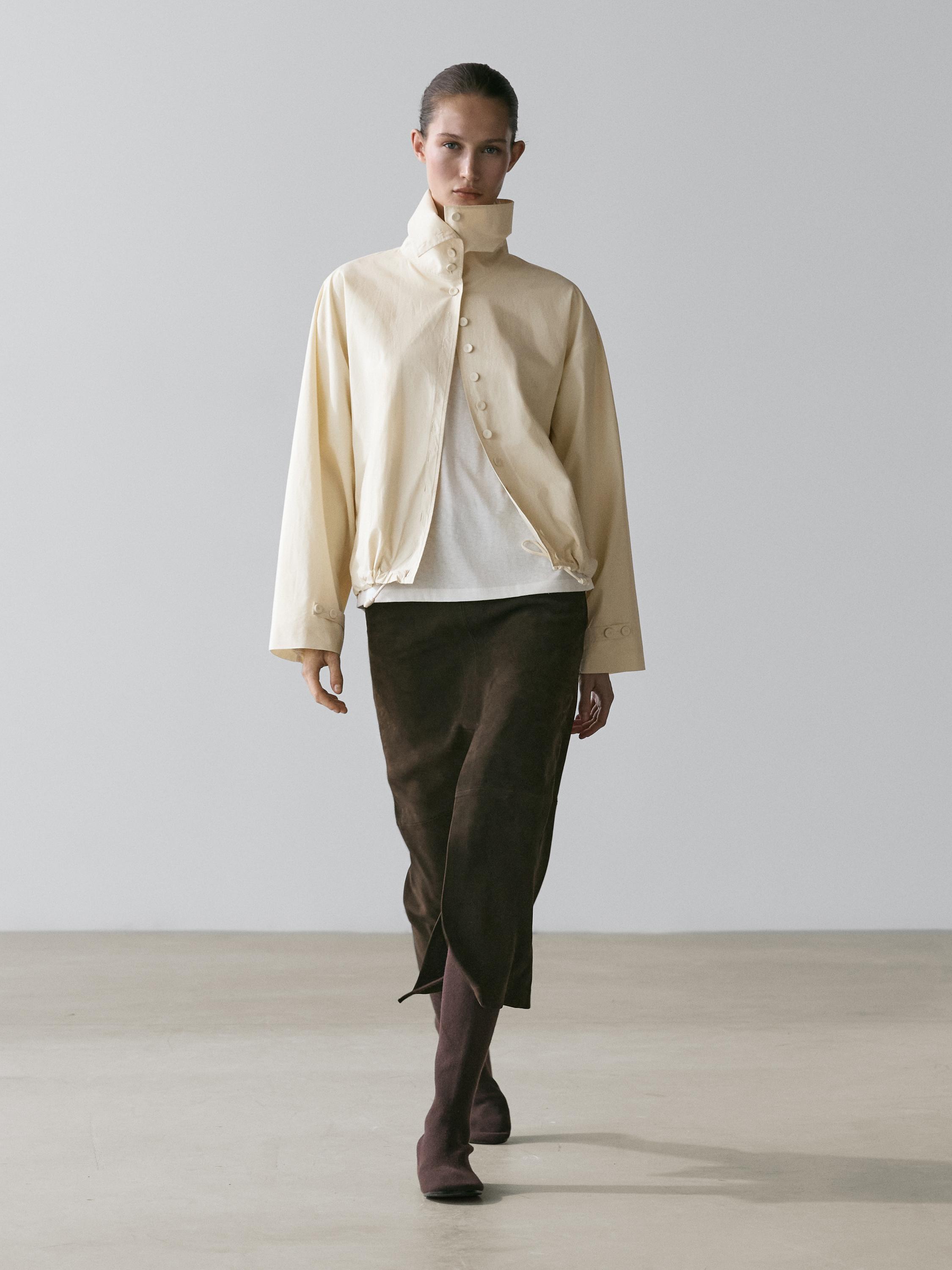 

Куртка из 100% хлопка с декоративными пуговицами Massimo Dutti, cream