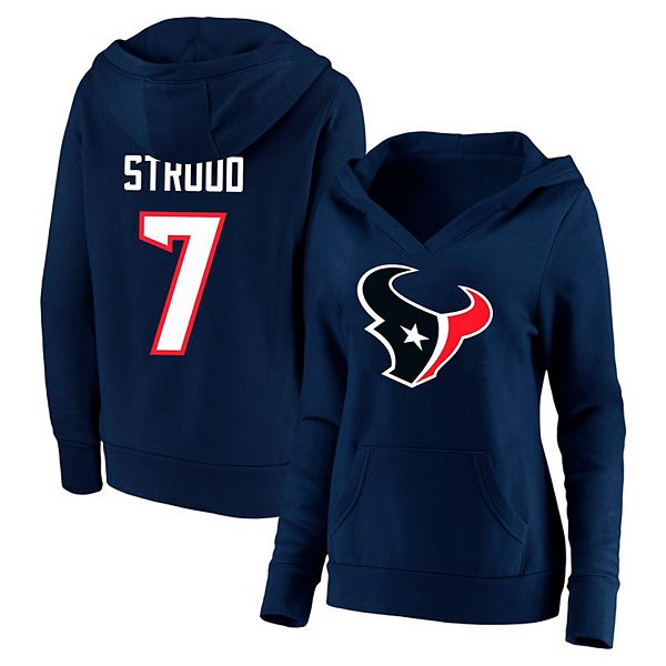 

Женский худи с V-образным вырезом и номером игрока CJ Stroud Houston Texans, plus size, цвет navy Fanatics Brands - White Label