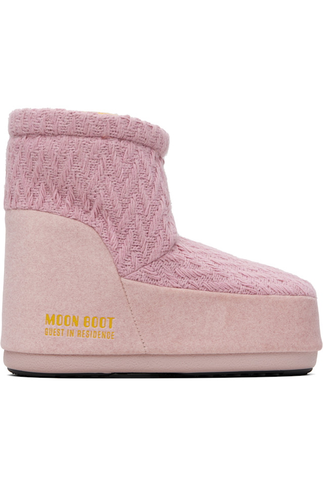 

Guest In Residence Розовые лунные ботинки, модель Icon, низкие, без шнурков, вязаные ботинки