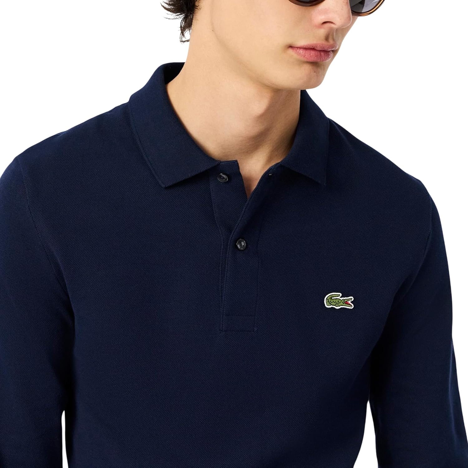 Lacoste мужская классическая приталенная поло с длинным рукавом, Navy Blue — фото 2