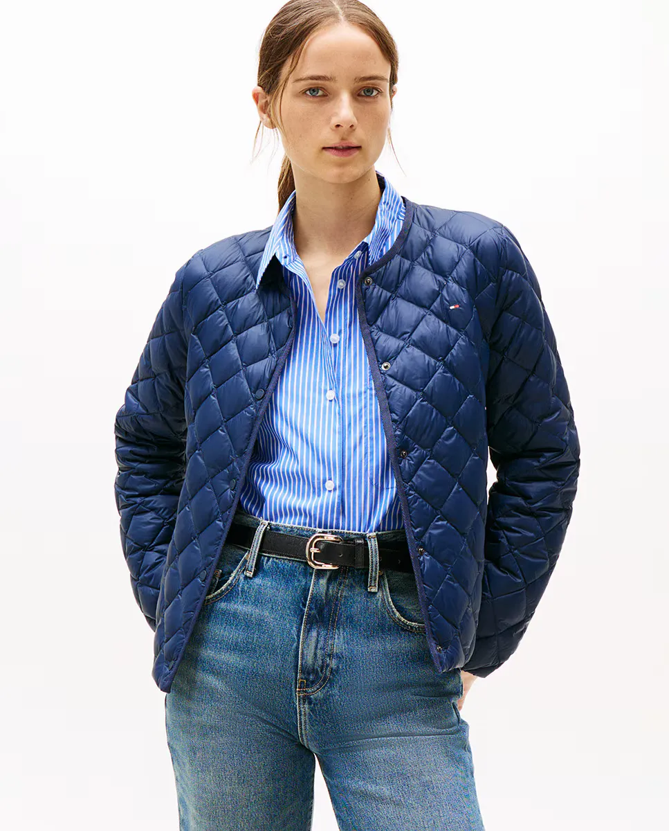 

Женская утепленная куртка на пуговицах Tommy Hilfiger, тёмно-синий