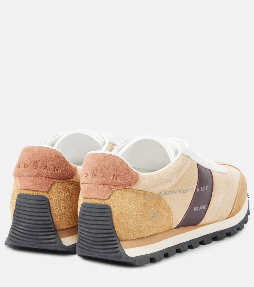 Кроссовки из замши с кожаными вставками Hogan, C013+C805+-Brown — фото 3
