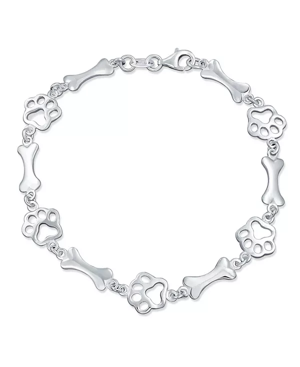 

Многослойный браслет с подвесками в виде косточки и лапы, лучший друг, животное, много друзей, любитель домашних животных, собака, щенок, браслет из стерлингового серебра 7 х 7,5 дюймов Bling Jewelry, silver