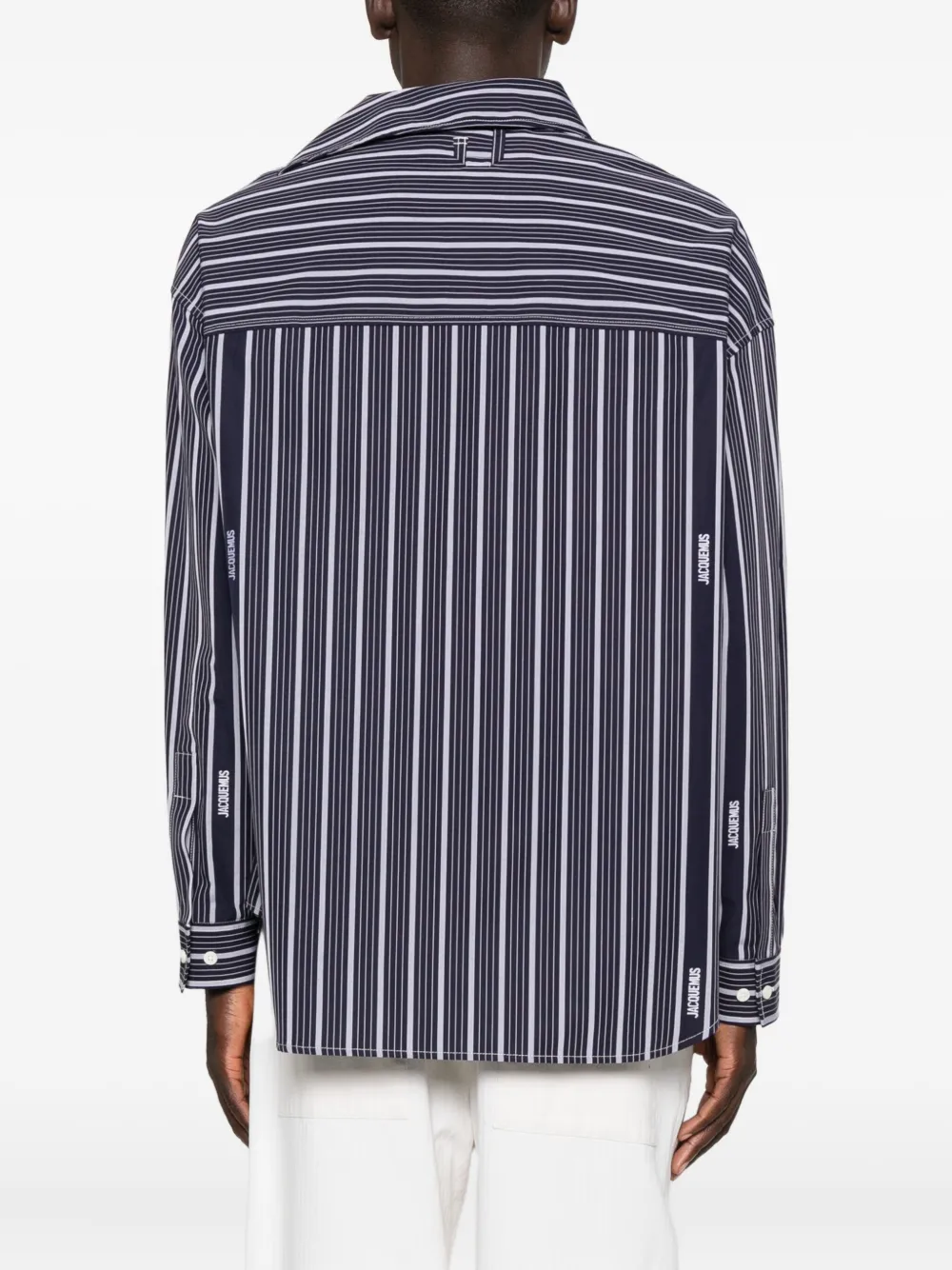 Рубашка с полосатым логотипом JACQUEMUS, синий — фото 4