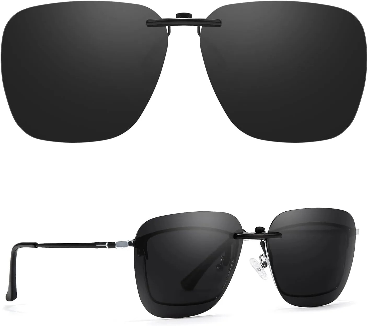 

Поляризованные солнцезащитные очки TJUTR с зажимом для ношения поверх очков с диоптриями, унисекс, защита от УФ-излучения UV400, антибликовые, откидные, B Grey