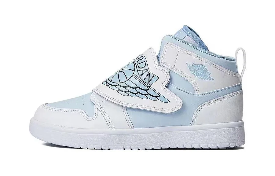 Jordan Кроссовки детские баскетбольные Air 1 Abrasion Resistant High top бело-синие для детей 3-7 лет