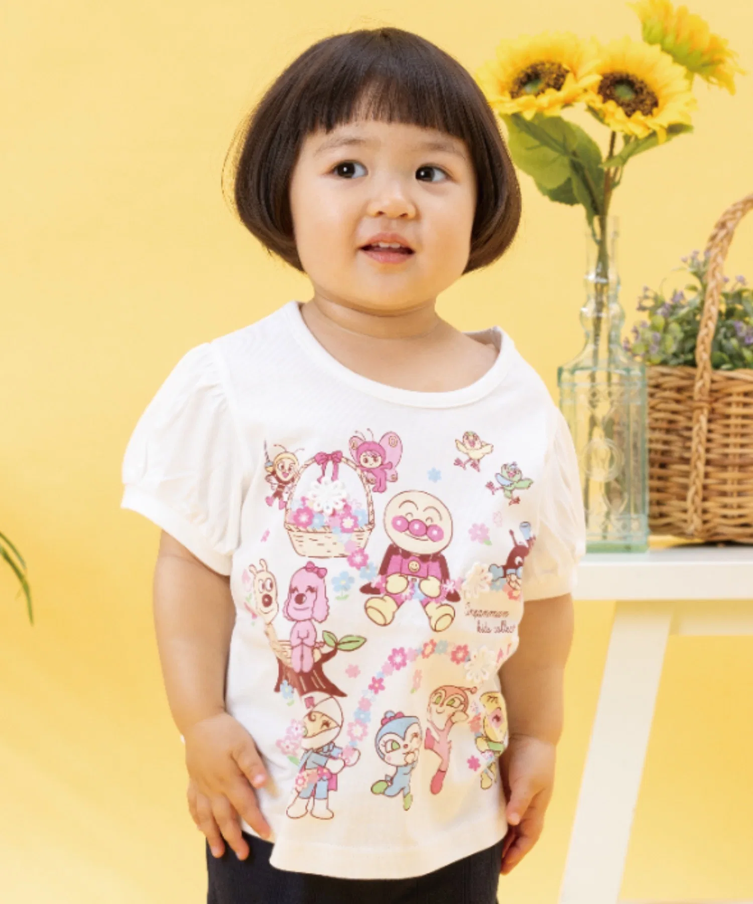 Детская футболка с цветочным принтом ANPANMAN KIDS COLLECTION белая