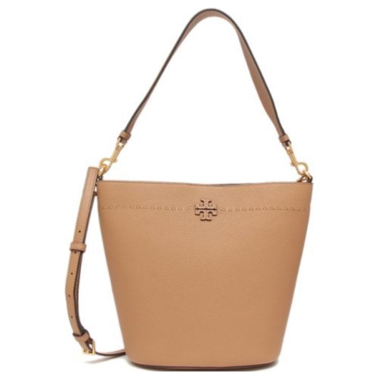 

Кожаная ведерка McGraw, портативная сумка через плечо, женская коричневая TORY BURCH