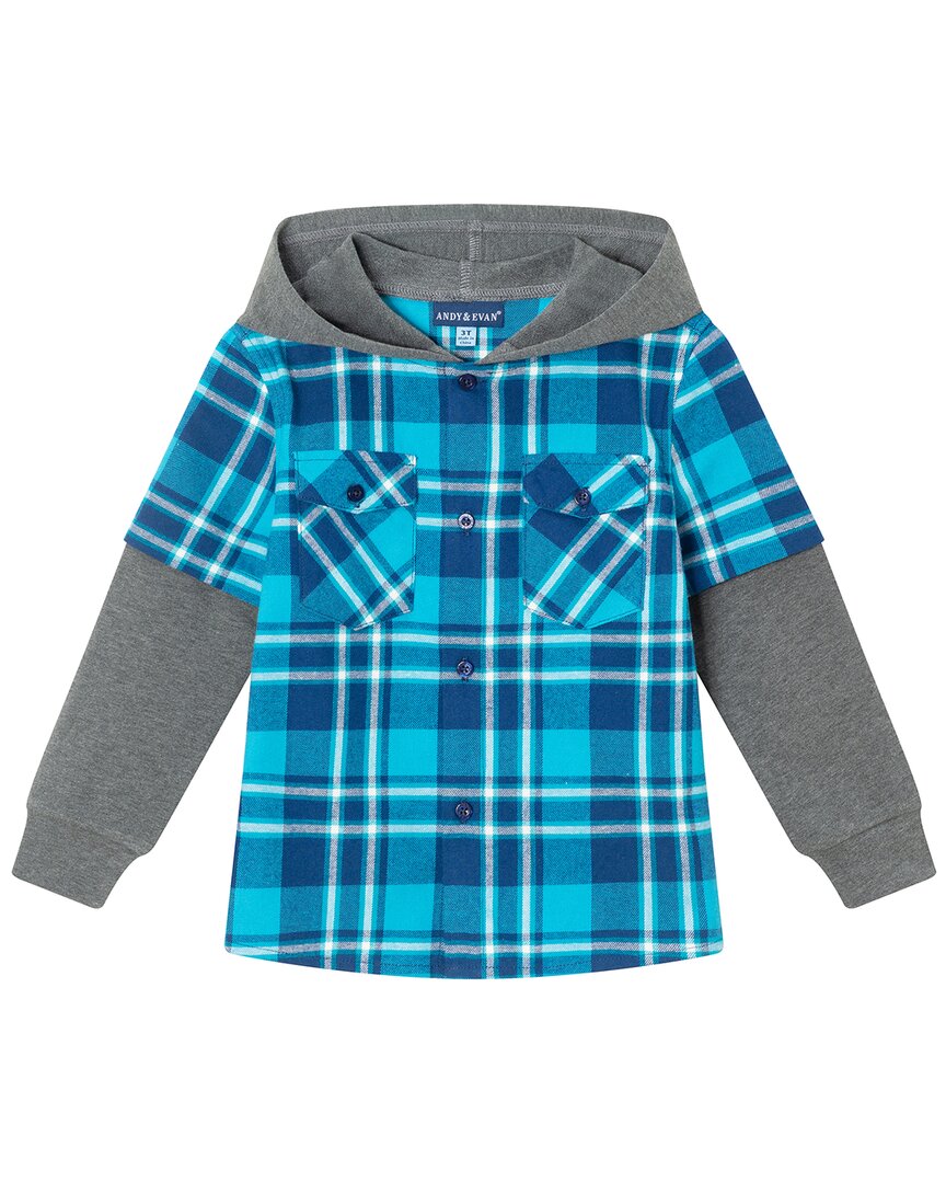 

Толстовка с капюшоном Andy & Evan Plaid Flannel Terry Twofer, синий