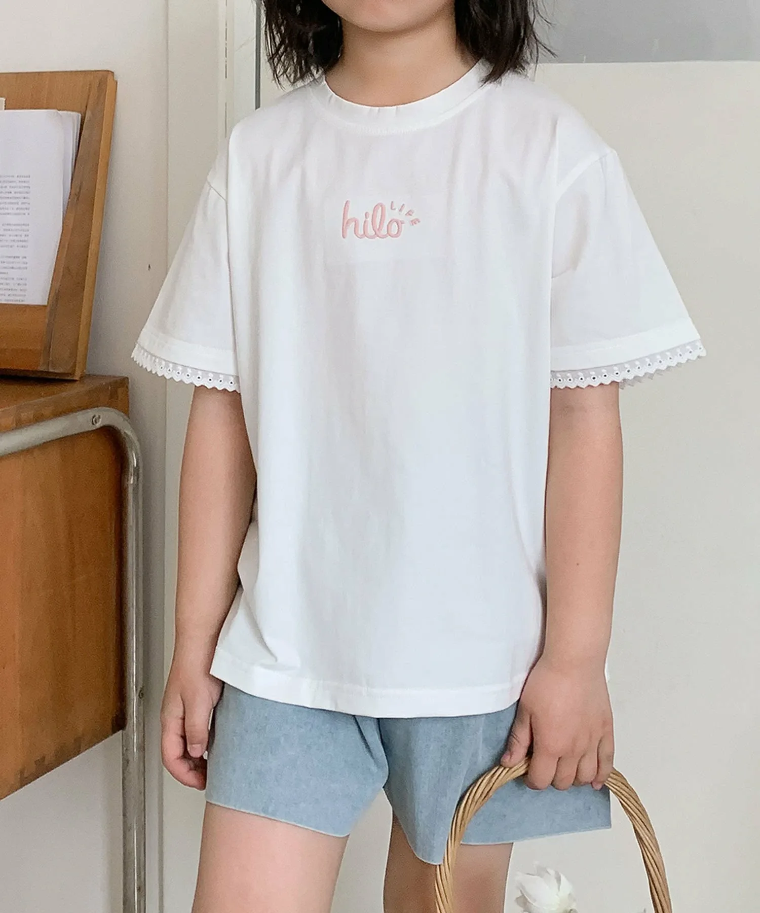 Детская футболка с кружевными рукавами [aimoha-KIDS-] Aimoha Kids, white