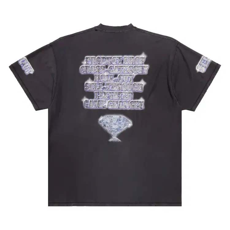 Футболка Balenciaga Letter Print Distressed Oversized, черный — фото 2