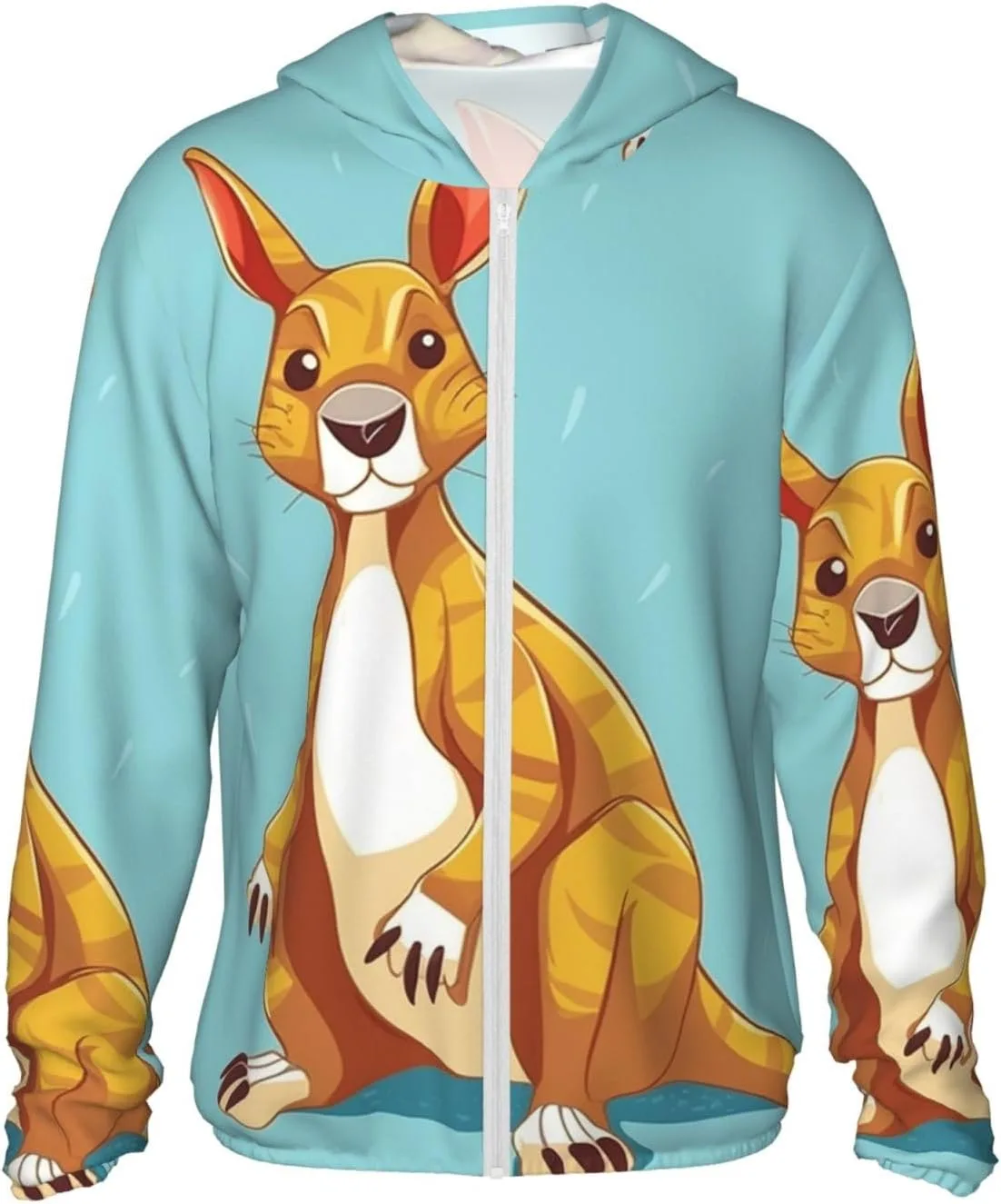 

Мужская толстовка с капюшоном UPF 50+ Funny Cartoon Kangaroo Zoo на молнии SDTYKHJ