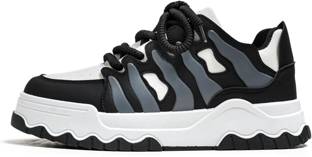 

Мужские платформенные кроссовки из искусственной кожи с звездой, дышащие повседневные обувь для прогулок на все сезоны Zhoupulp, черный