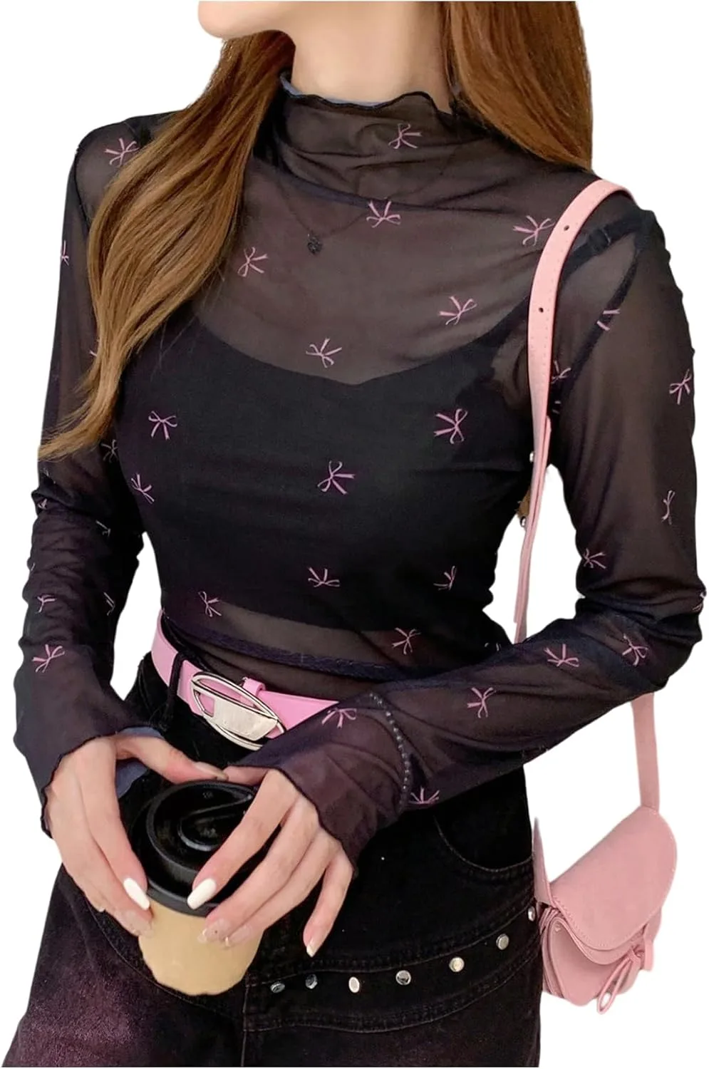 

WDIRARA Женский топ-танкини с бантом и сетчатыми вставками