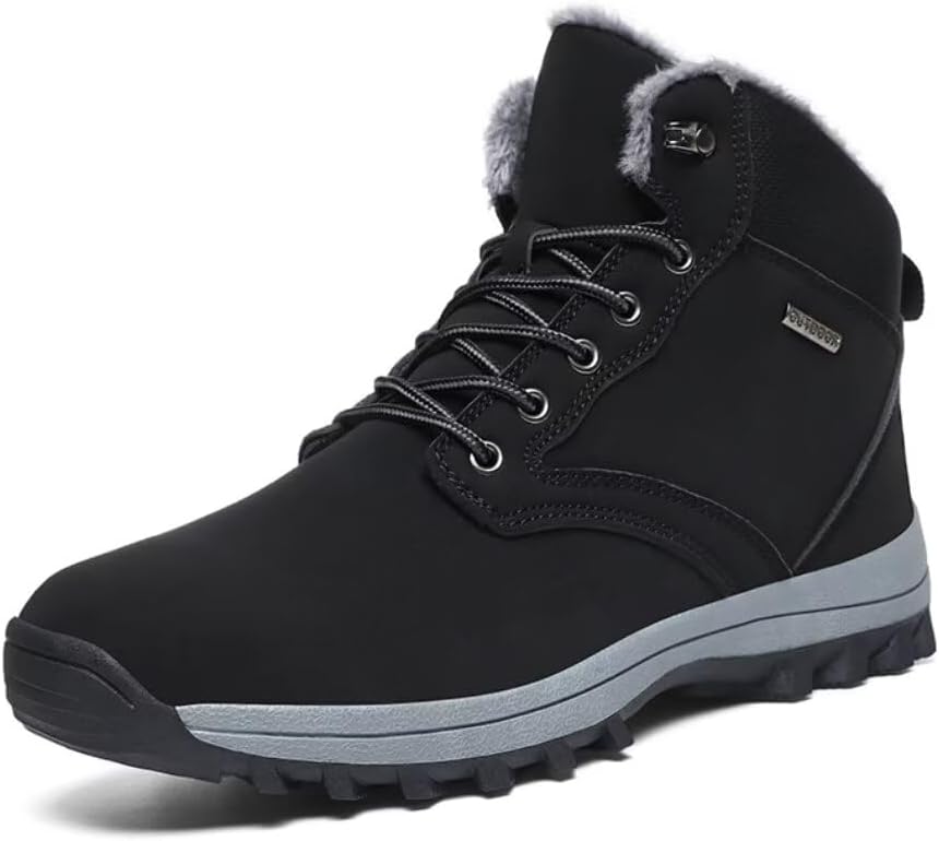 

Зимние ботинки Jakcuz Men Snow из замши и кожи, утепленные, с меховой подкладкой, для походов на открытом воздухе, черный