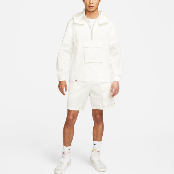 Куртка Nike Sportswear Half Zipper Sports Hooded Jacket White, белый — фото 3