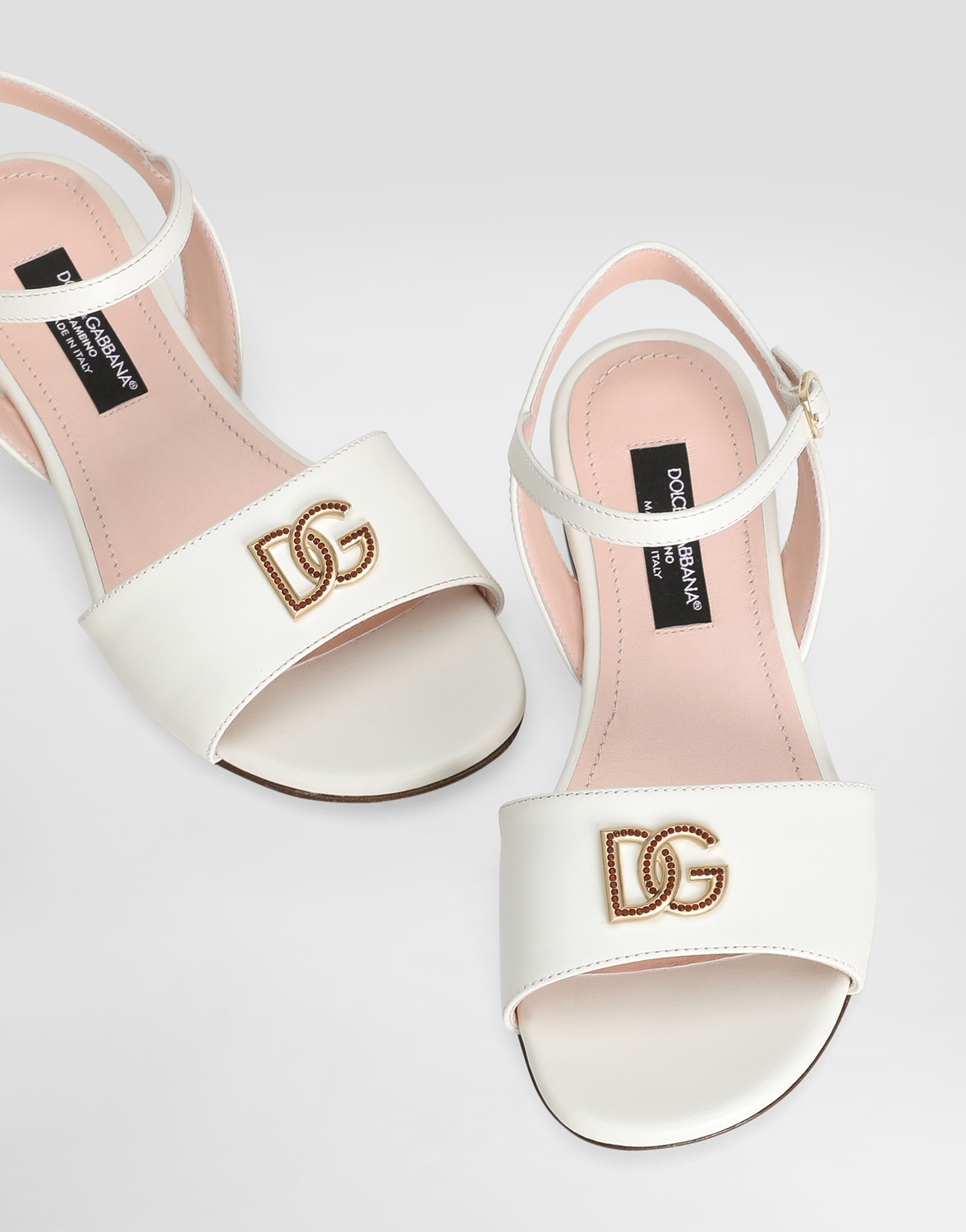 Сандалии из телячьей кожи с логотипом DG Dolce&Gabbana, белый — фото 4